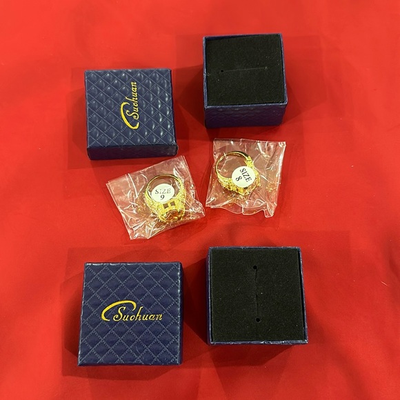 Mens Solitaire Champagne Cz Yellow Gold Plated Wedding Rings Gift Ring size 8/9 - Picture 16 of 17